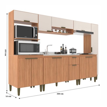 Cozinha Completa Alana 12 Portas 1 Gaveta Freijó/Off White - Jcarvalho