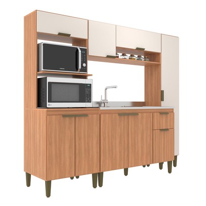 Cozinha Completa Alana 9 Portas 1 Gaveta Freijó/Off White - Jcarvalho