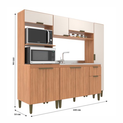 Cozinha Completa Alana 9 Portas 1 Gaveta Freijó/Off White - Jcarvalho