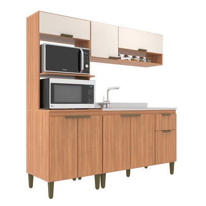 Cozinha Compacta Alana 8 Portas 1 Gaveta Freijó/Off White - Jcarvalho