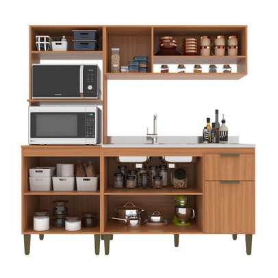 Cozinha Compacta Alana 8 Portas 1 Gaveta Freijó/Off White - Jcarvalho