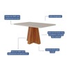 Mesa de Madeira Maitê 130 Cm com Vidro Cinamomo/Off White - Cimol
