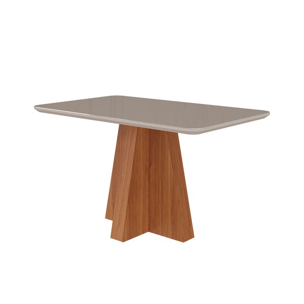 Mesa de Madeira Maitê 130 Cm com Vidro Cinamomo/Off White - Cimol