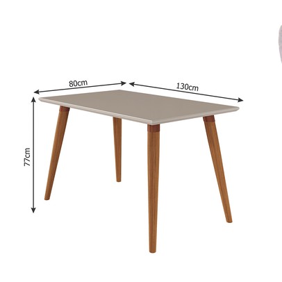 Mesa de Madeira Adele 130 Cm com Vidro Madeira/Off White - Cimol