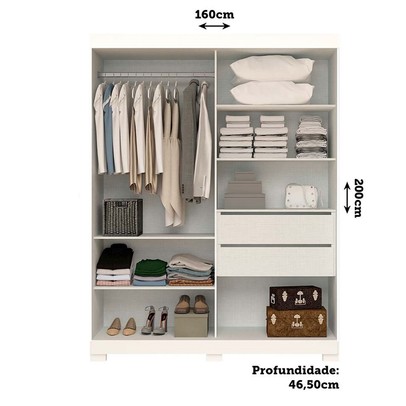Guarda-Roupa Helena 2 Portas 2 Gavetas 100% Mdf Branco - Acp Móveis