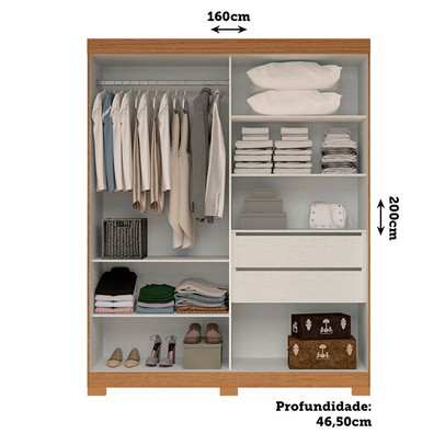 Guarda-Roupa Helena 2 Portas 2 Gavetas 100% Mdf Flex Cinamomo/Off White - Acp Móveis