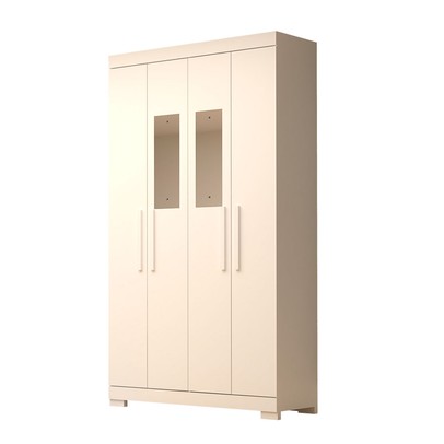 Guarda-Roupa Solteiro Lana 4 Portas 2 Gavetas com Espelho 100% Mdf Branco - Acp Móveis