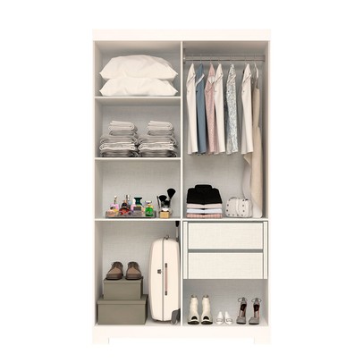 Guarda-Roupa Solteiro Lana 4 Portas 2 Gavetas com Espelho 100% Mdf Branco - Acp Móveis