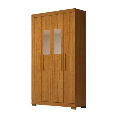 Guarda-Roupa Solteiro Lana 4 Portas 2 Gavetas com Espelho 100% Mdf Cinamomo - Acp Móveis