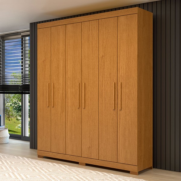 Guarda-Roupa Casal Lana 6 Portas 2 Gavetas 100% Mdf Cinamomo - Acp Móveis