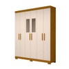 Guarda-Roupa Casal Lana 6 Portas 2 Gavetas com Espelho 100% Mdf Cinamomo/Off White - Acp Móveis