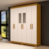 Guarda-Roupa Casal Lana 6 Portas 2 Gavetas com Espelho 100% Mdf Cinamomo/Off White - Acp Móveis
