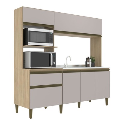 Cozinha Compacta Vitoria New 6 Portas 1 Gaveta Dourado/Fumê - Jcarvalho