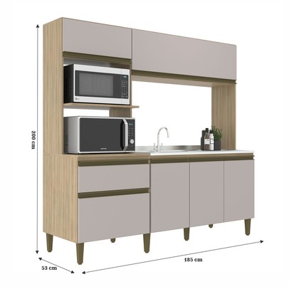 Cozinha Compacta Vitoria New 6 Portas 1 Gaveta Dourado/Fumê - Jcarvalho
