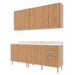 Cozinha Compacta Girassol 9 Portas e 3 Gavetas com Divisor de Talheres Freijó/Mármore Branco - Tecnomobili