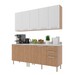 Cozinha Compacta Girassol 9 Portas e 3 Gavetas com Divisor de Talheres Freijó/Branco/Mármore Branco - Tecnomobili