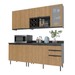 Cozinha Compacta Azaleia 8 Portas e 3 Gavetas com Divisor de Talheres Mármore Lunar/Freijó - Tecnomobili