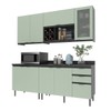 Cozinha Compacta Azaleia 8 Portas e 3 Gavetas com Divisor de Talheres  Mármore Lunar/Verde Mar - Tecnomobili