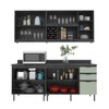 Cozinha Compacta Azaleia 8 Portas e 3 Gavetas com Divisor de Talheres Mármore Lunar/Verde Mar/Freijó - Tecnomobili