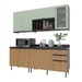 Cozinha Compacta Azaleia 8 Portas e 3 Gavetas com Divisor de Talheres Mármore Lunar/Freijó/Verde Mar - Tecnomobili