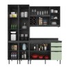 Cozinha Compacta Margarida 8 Portas e 3 Gavetas com Divisor de Talheres Mármore Lunar/Verde Mar - Tecnomobili