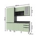 Cozinha Compacta Margarida 8 Portas e 3 Gavetas com Divisor de Talheres Mármore Lunar/Verde Mar - Tecnomobili