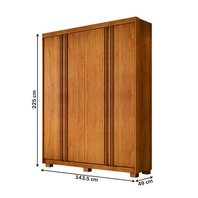 Guarda-Roupa Casal Singapura 4 Portas 3 Gavetas Ripado Cinamomo - Pnr Móveis