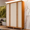 Guarda-Roupa Casal Singapura 4 Portas 3 Gavetas Ripado Cinamomo/Off White - Pnr Móveis
