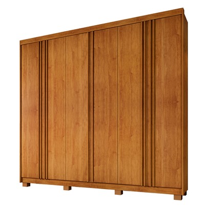 Guarda-Roupa Casal Singapura 6 Portas 4 Gavetas Ripado Cinamomo - Pnr Móveis