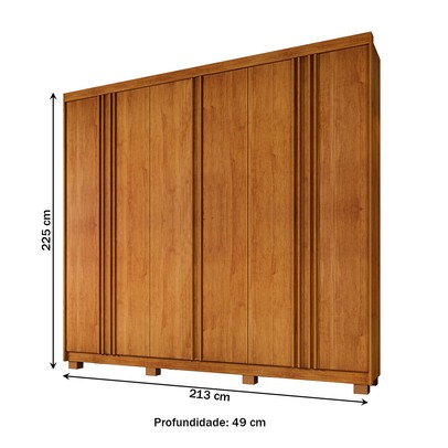 Guarda-Roupa Casal Singapura 6 Portas 4 Gavetas Ripado Cinamomo - Pnr Móveis