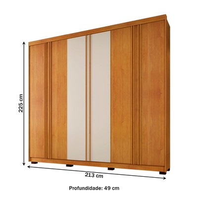 Guarda-Roupa Casal Singapura 6 Portas 4 Gavetas Ripado Cinamomo/Off White - Pnr Móveis