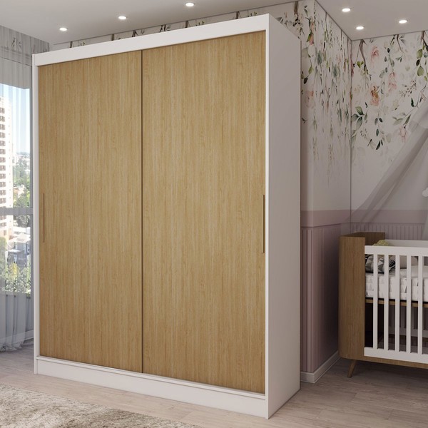Guarda-Roupa de Bebê Swift 2 Portas 2 Gavetas Branco/Cinamomo - Panorama Móveis