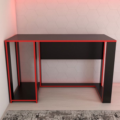 Mesa Gamer Level Espaço para 2 Monitores e Cpu Preto/Vermelho - Panorama Móveis
