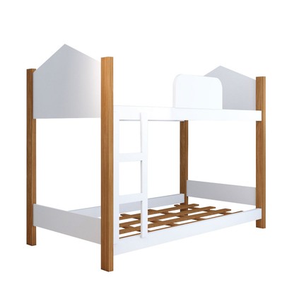 Beliche Fantasia com Escada e Grade de Proteção Branco/Grenat - Panorama Móveis