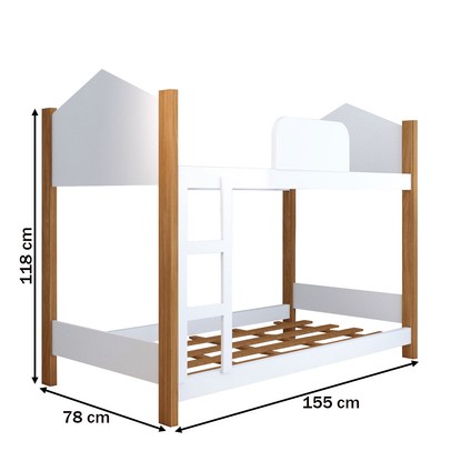Beliche Fantasia com Escada e Grade de Proteção Branco/Grenat - Panorama Móveis