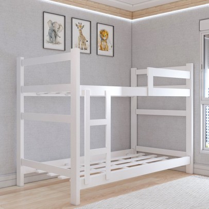 Beliche Aconchego 100% Mdf com Escada e Grade de Proteção Branco - Panorama Móveis