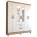 Guarda-Roupa Solteiro Virtuoso 6 Portas 2 Gavetas com Espelho Canelato Rústico/Natura/Off White - Panorama Móveis