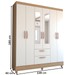 Guarda-Roupa Solteiro Virtuoso 6 Portas 2 Gavetas com Espelho Canelato Rústico/Natura/Off White - Panorama Móveis