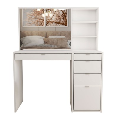 Penteadeira Maria 5 Gavetas 2 Prateleiras Branco - Panorama Móveis