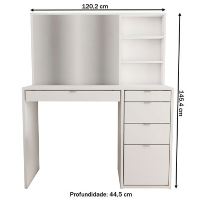 Penteadeira Vitória 5 Gavetas 2 Prateleiras Branco - Panorama Móveis