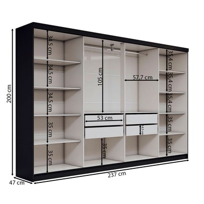 Guarda-Roupa Casal Odisseia 8 Portas 4 Gavetas com Espelho Preto - Panorama Móveis