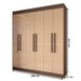 Guarda-Roupa Casal Suíça 6 Portas 2 Gavetas 100% Mdf Castanho/Nude - Panorama Móveis