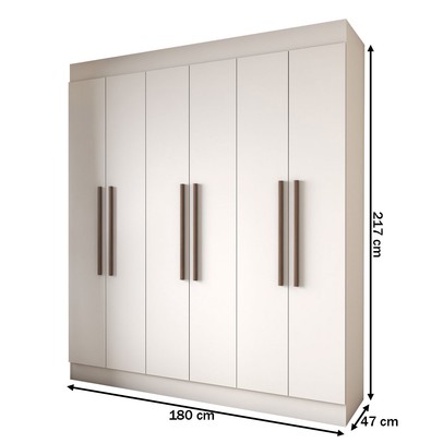 Guarda-Roupa Casal Suíça 6 Portas 2 Gavetas 100% Mdf Branco - Panorama Móveis