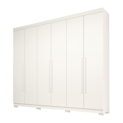 Guarda-Roupa Casal Nubia 6 Portas 4 Gavetas 100% Mdf Branco - Acp Móveis