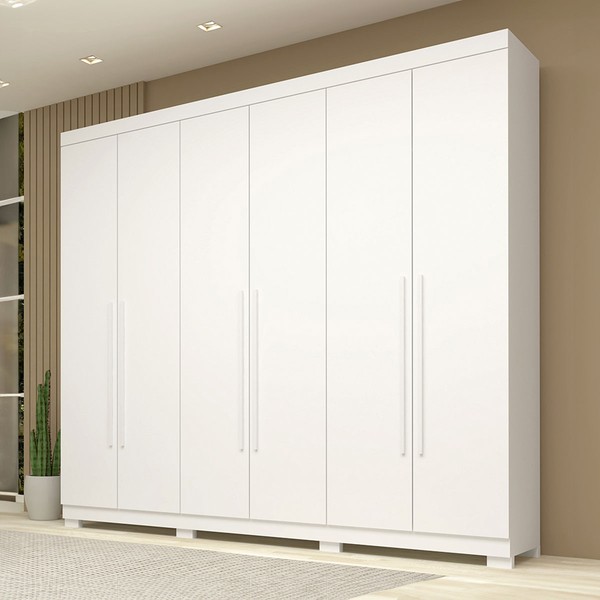 Guarda-Roupa Casal Nubia 6 Portas 4 Gavetas 100% Mdf Branco - Acp Móveis