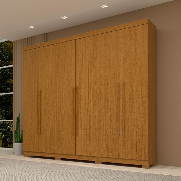 Guarda-Roupa Casal Nubia 6 Portas 4 Gavetas 100% Mdf Cinamomo - Acp Móveis