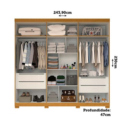 Guarda-Roupa Casal Nubia 6 Portas 4 Gavetas 100% Mdf Cinamomo - Acp Móveis