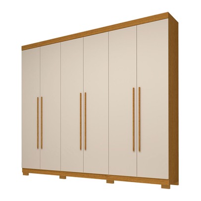 Guarda-Roupa Casal Nubia 6 Portas 4 Gavetas 100% Mdf Cinamomo/Off White - Acp Móveis