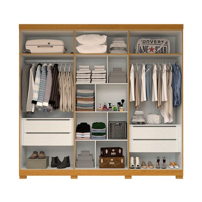 Guarda-Roupa Casal Nubia 6 Portas 4 Gavetas 100% Mdf Cinamomo/Off White - Acp Móveis
