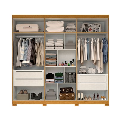 Guarda-Roupa Casal Nubia 6 Portas 4 Gavetas com Espelho 100% Mdf Cinamomo - Acp Móveis